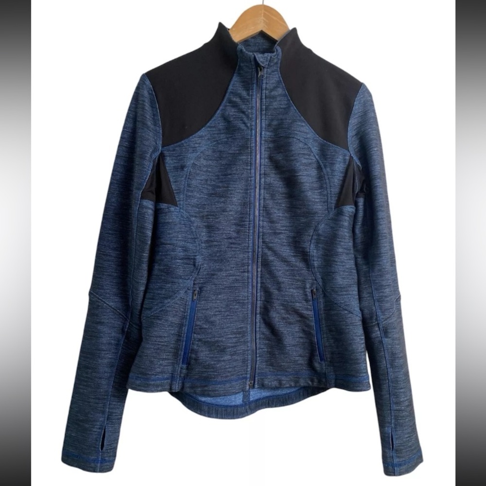 Lululemon Forme Jacket Women's Size 10 Slub Blue Long Sleeve Full Zip Activewear